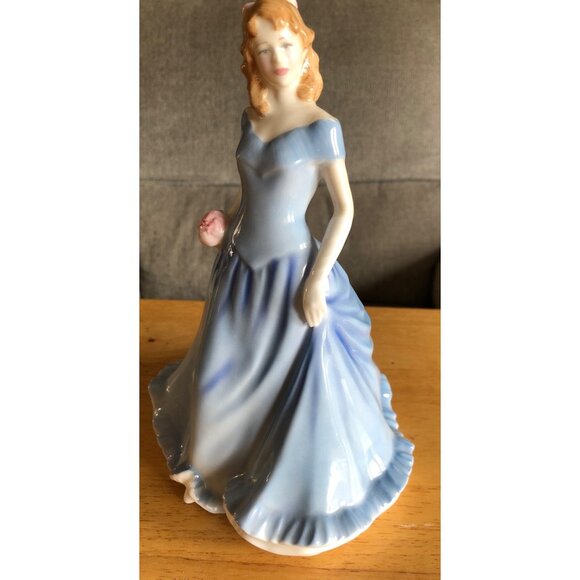 Royal Doulton Porcelain Lady Prototype Figurine Blue Dress Pink Flowers Girl Sta - Picture 3 of 15